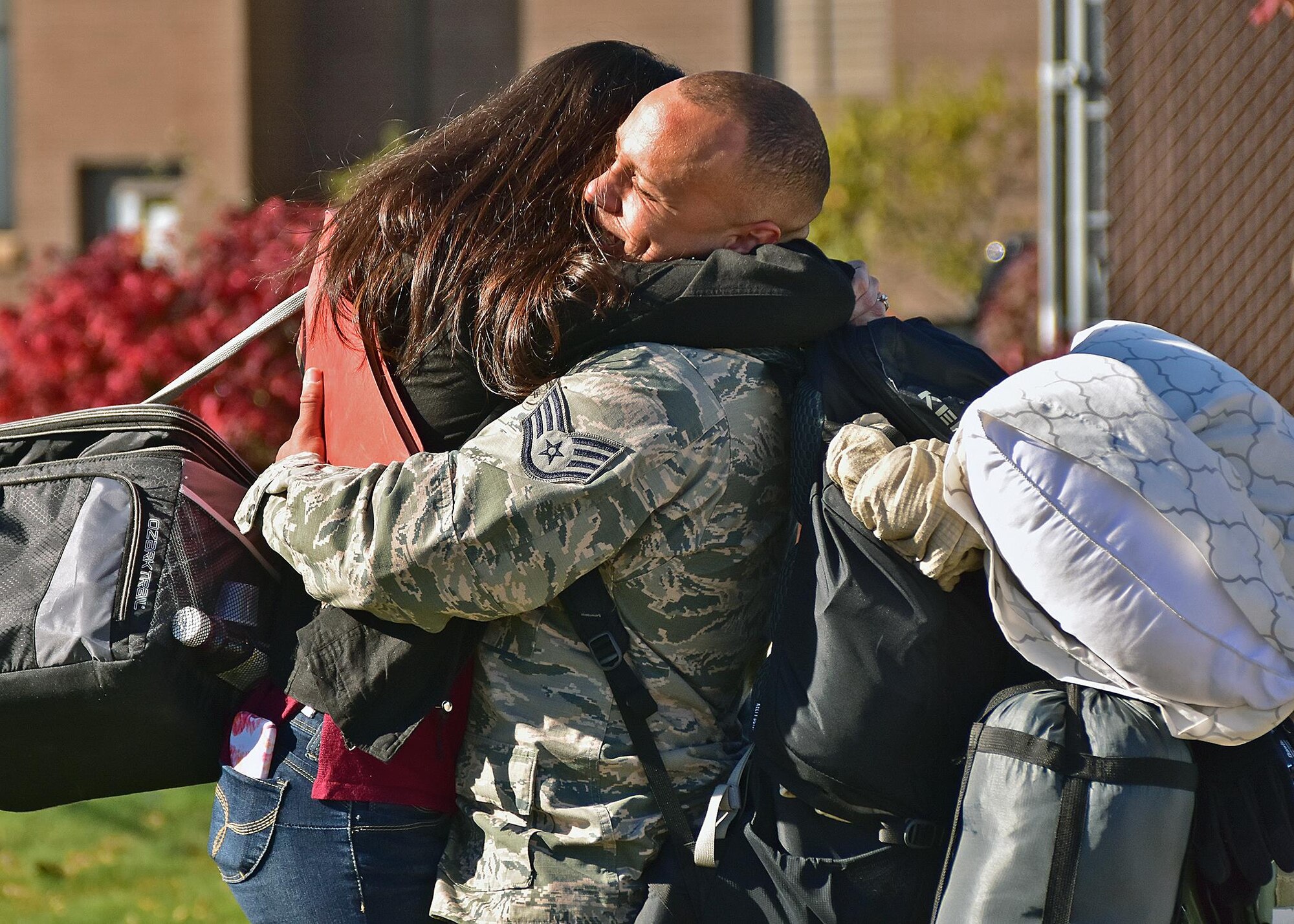 Members of the 143d Airlift Wing return home from a deployment to an undisclosed location in Southwest Asia. The Airmen were deployed in support of Operation Inherent Resolve. Air National Guard photo by Master Sgt Janeen Miller