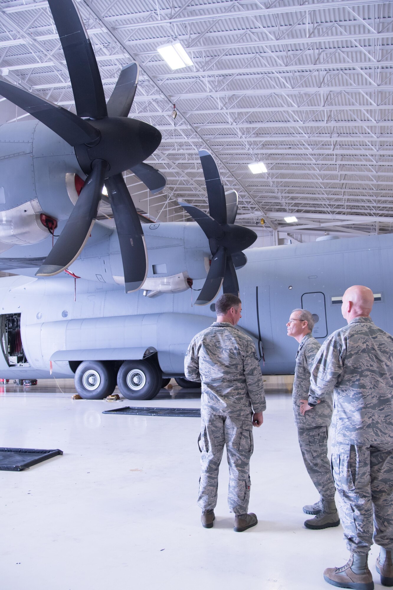 Maj. Gen. Robert LaBrutta, 2nd Air Force commander, and other 2nd Air Force and 81st Training Wing leaders tour the isochronal inspection dock during a 403rd Wing immersion tour Feb. 3 at Keesler Air Force Base, Mississippi. (U.S. Air Force photo/Staff Sgt. Heather Heiney)