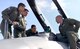 Maj. David Jones, F-16 Fighting Falcon Pilot Nellis Air Force Base, Nevada, speaks to Specialized Undergraduate Pilot Training students about the F-16 Fighting Falcon aircraft Feb. 3, 2017, at Columbus AFB, Mississippi. The aircraft was here during the Introduction to Fighter Fundamentals dedication to garner interest for the aircraft. (U.S. Air Force photo by 2nd Lt. Savannah Stephens)