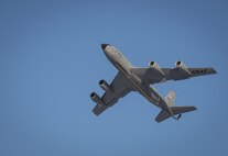 A KC-135 Stratotanker assigned to the 733rd Air Mobility Squadron out of Kadena Air Base, Japan, takes off for a medical evacuation at Misawa Air Base, Japan, Jan. 19, 2017. The 730th AMS supports an average of eight joint-base missions every week by providing transportation services on request. Medical evacuations are important to Misawa enabling personnel to receive the treatment they need. (U.S. Air Force photo by Airman 1st Class Sadie Colbert)