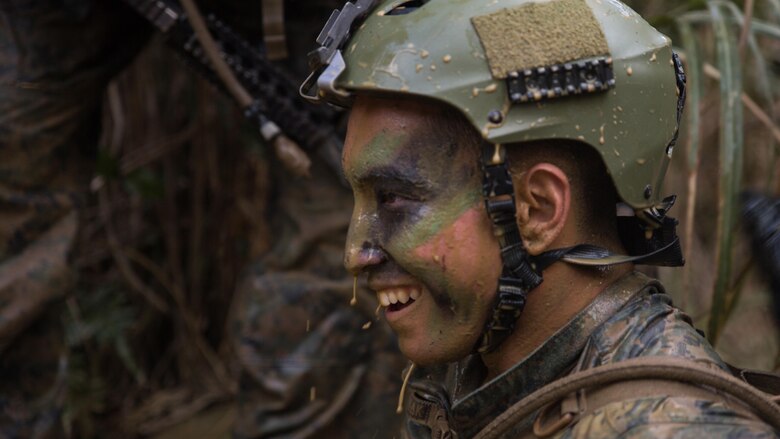 Lance Cpl. Anthony Cardoniga, a radio operator with Fox Company, Battalion Landing Team, 2nd Battalion, 5th Marines, 31st Marine Expeditionary Unit, participates in the endurence course at the Jungle Warfare Training Center, Camp Gonsalves, Okinawa, Japan, Jan. 27, 2017. JWTC exposes Marines to training situations and enviroments unique to the Indo-Asia-Pacific region which sustain operational readiness and enhance forward deployed capabilities. As the Marine Corps’ only continuously forward deployed unit, the 31st Marine Expeditionary Unit’s air-ground-logistics team provides a flexible force, ready to perform a wide range of military operations, from limited combat to humanitarian assistance operations, throughout the Indo-Asia- Pacific region. 