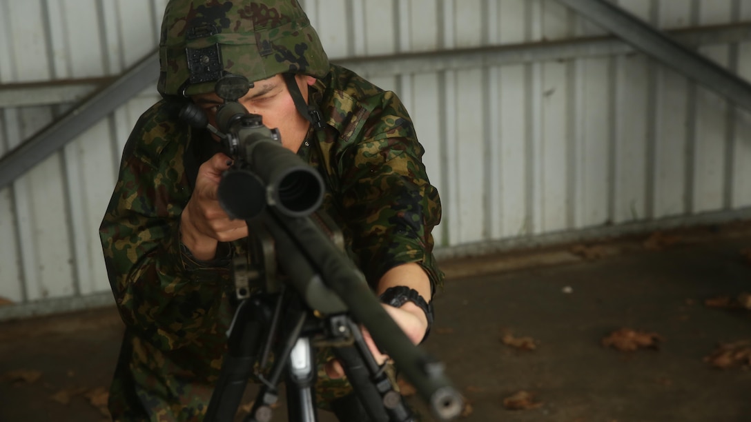 A soldier with the Japanese Ground Self-Defense Force’s, Western Army Infantry Regiment, practices basic firing positions during a ‘Pre-Scout Snipers Course’ given by U.S. Marines from 1st Marine Division Schools during Exercise Iron Fist 2017 aboard Camp Pendleton, Feb. 7, 2017. Iron Fist is an annual, bilateral training exercise where U.S. and Japanese service members train together and share techniques, tactics and procedure to improve their combined operational capabilities. 