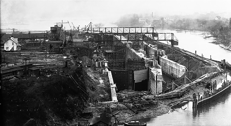 The Hiram M. Chittenden Locks in Ballard being built in the early 1900s. The locks are part of the Lake Washington Ship Canal which stretches between Lake Washington and Shilshole Bay and officially opened July 4, 1917. Songwriting finalist performances and historical societies and other group’s displays will kick off the U.S. Army Corps of Engineers’ Hiram M. Chittenden Locks Centennial commemoration 10 a.m. to 3 p.m., February 18 through 20, 2017.