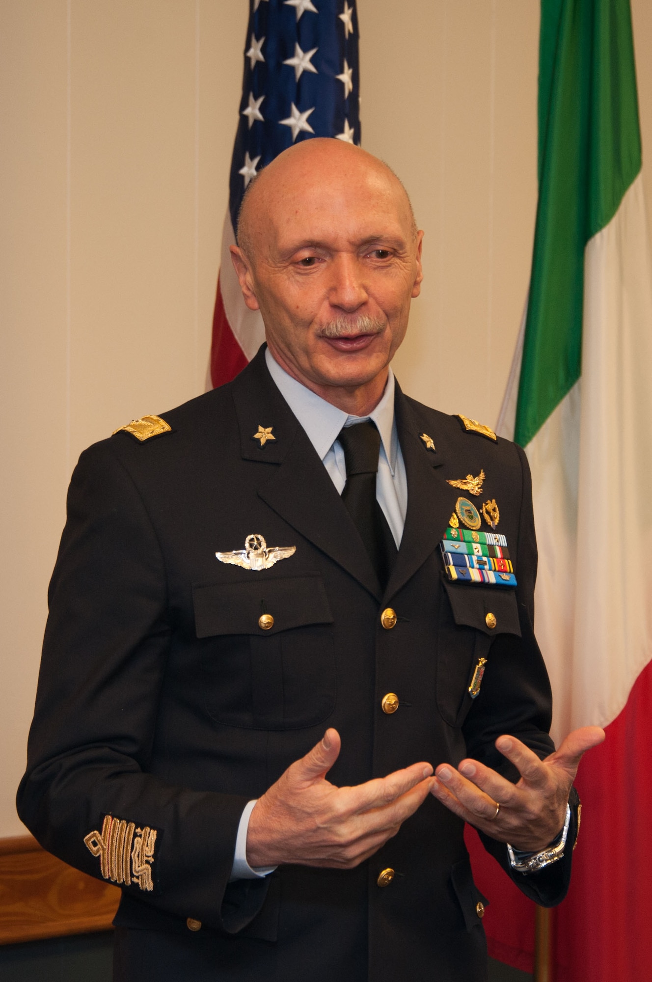 Lt. Gen. Enzo Vecciarelli, Chief of Staff of the Italian Air Force, speaks to attendees of the International Honor Roll Induction Ceremony during his inauguration into the IHR program on Maxwell Air Force Base, Ala., Feb. 10, 2017. More than 400 officers from 97 countries have been inducted as of 2017.  (US Air Force photo by Bud Hancock)