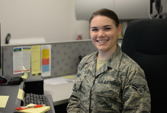 Airman 1st Class Riley M. Wade, 9th Communications Squadron knowledge operations apprentice, poses for a photo Feb. 7, 2017, at Beale Air Force Base, Calif. (U.S. Air Force photo/Airman 1st Class Aubrey Barringer)