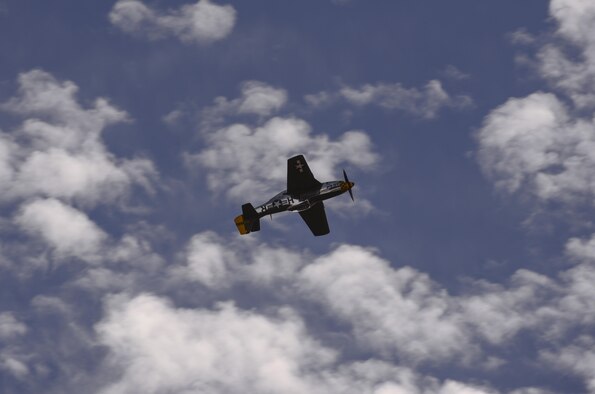 A TF-51 Mustang performs during the 2017 Heritage Flight Training and Certification Course at Davis-Monthan Air Force Base, Ariz., Feb. 11, 2017. The annual aerial demonstration training event has been held at D-M since 2001 and features aerial demonstrations from historical and modern fighter aircraft. (U.S. Air Force Photo by Airman 1st Class Nathan H. Barbour)