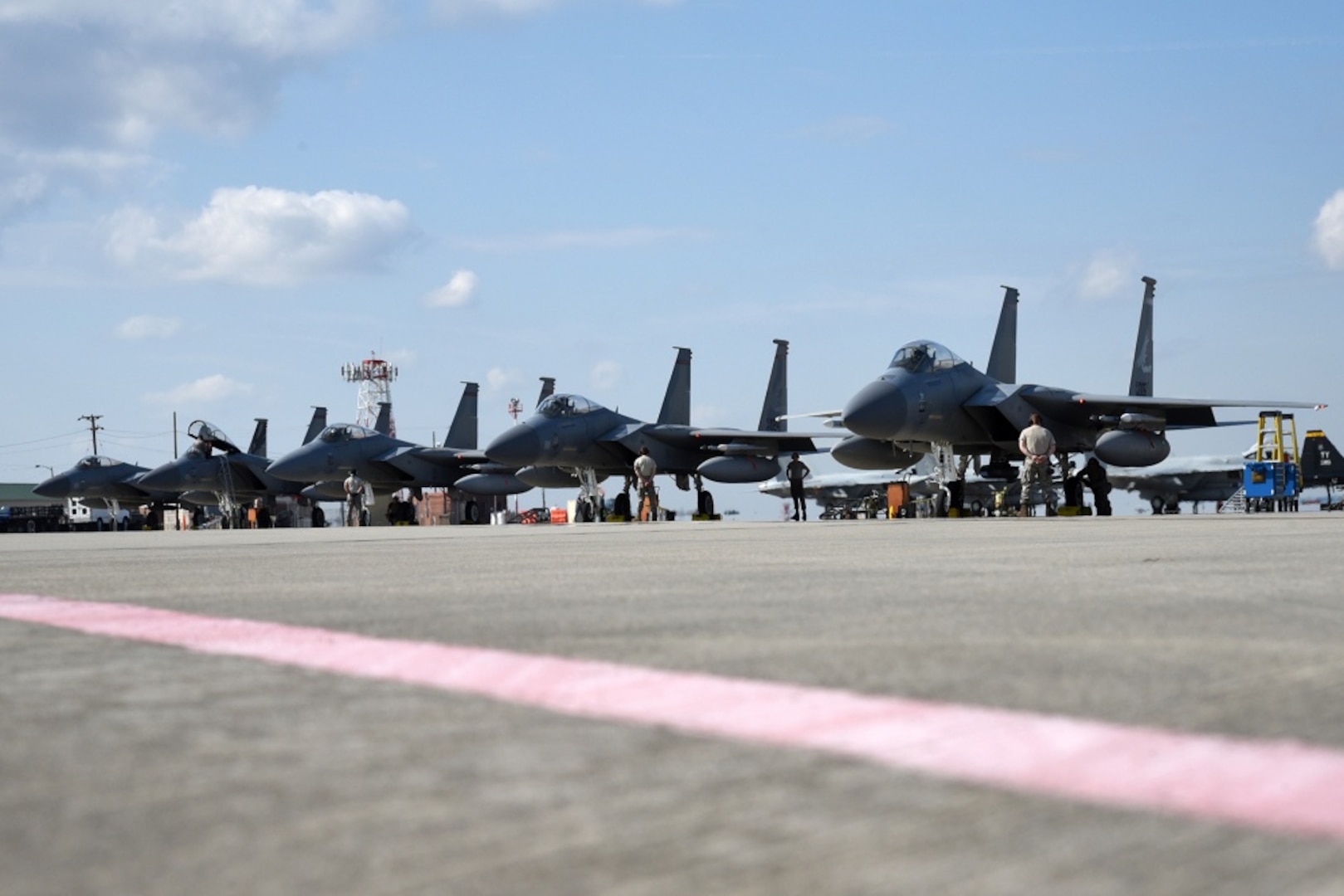 Members of the 142nd Fighter Wing participate in the Sentry Savannah 17-2 exercise at Air Dominance Center, Savannah, Ga., Feb. 2, 2017. Sentry Savannah is a joint aerial combat training exercise hosted by the Georgia Air National Guard, and is the Air National Guard's largest fighter integration, air-to-air training exercise encompassing 4th- and 5th-generation aircraft. Air National Guard photo by Air Force Senior Master Sgt. Shelly Davison
