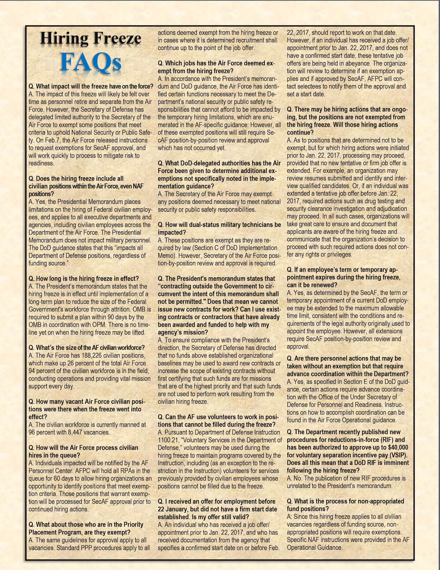 Air Force releases Civilian Hiring Freeze FAQs > Robins Air Force Base