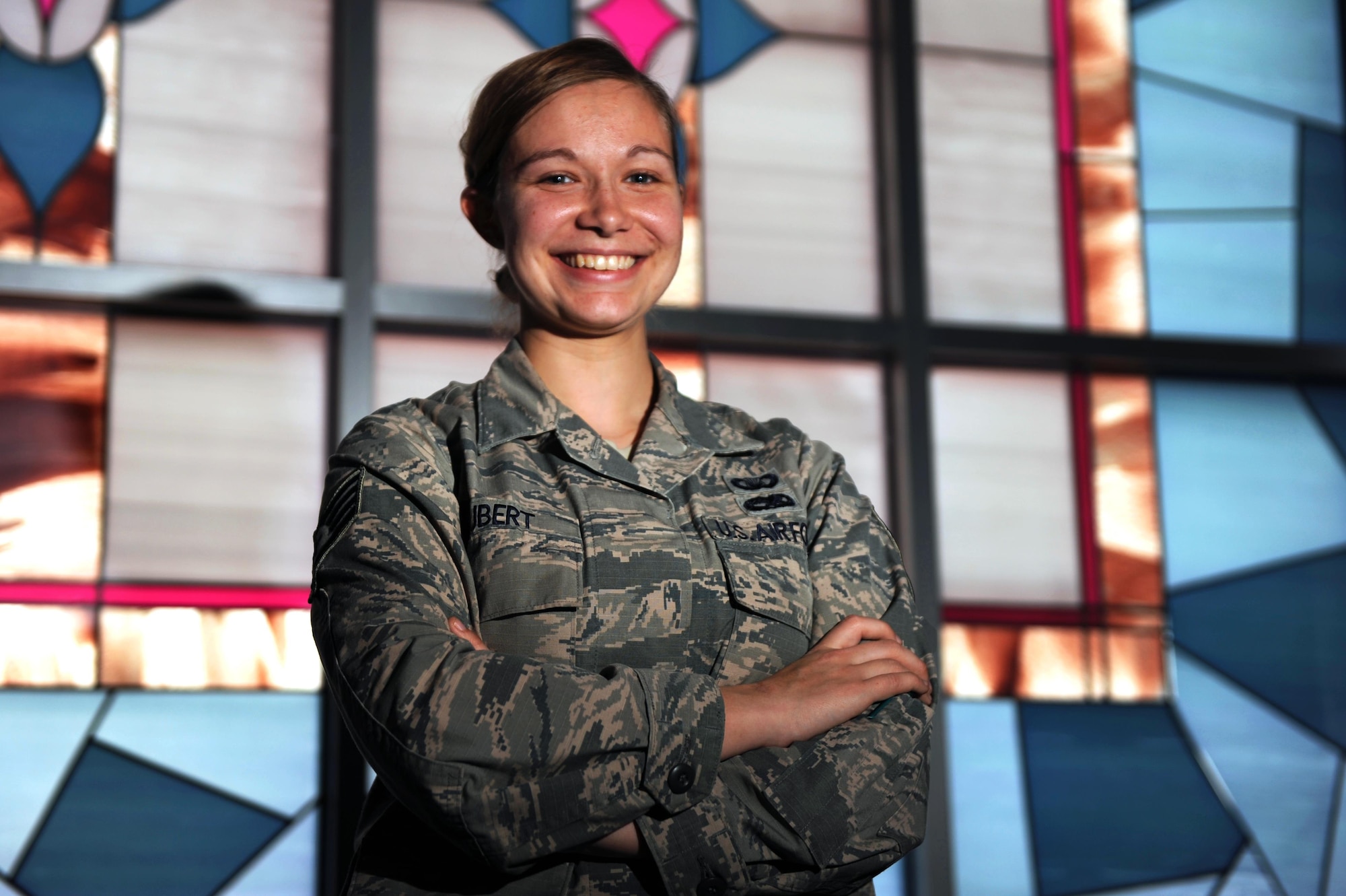 U.S. Air Force Staff Sgt. Sarah Hubert, 19th Airlift Wing chaplain assistant, provides support for religious observances. Hubert also serves as a neutral representative for service members. Hubert chose her job because she wanted to connect with Airmen and their families. (U.S. Air Force photo by Airman 1st Class Grace Nichols)