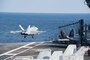 MEDITERRANEAN SEA (Feb. 13, 2017) An F/A-18F Super Hornet assigned to the "Black Lions" of Strike Fighter Squadron (VFA) 213 launches from the aircraft carrier USS George H.W. Bush (CVN 77) in support of Operation Inherent Resolve. The ship's carrier strike group is conducting naval operations in the U.S. 6th Fleet area of operations in support of U.S. national security interests. (U.S. Navy photo by Mass Communication Specialist 3rd Class Danny Ray Nunez Jr./Released)