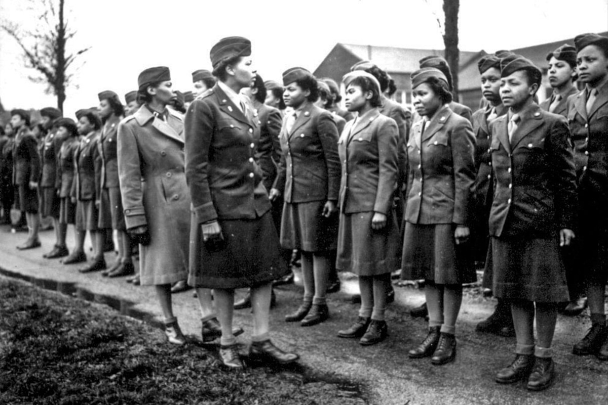 A historic photo of Women's Army Corps members.