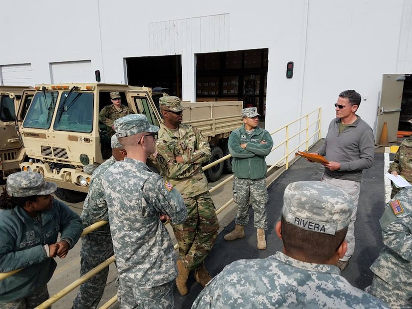 Soldiers assigned to the California National Guard’s 2632nd Transportation Company prepare to move out to Paradise, Chico and Nevada County in California to bring cots and blankets to temporary shelters set up for residents who evacuated their homes as the Oroville Dam spillway threatened to fail, Feb. 13, 2017. The California Department of Public Health supplied the blankets and cots. California National Guard photo