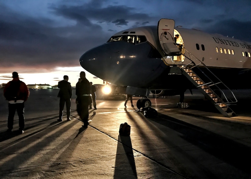 A 1st Airlift Squadron C-40B is parked as it is refueled at Naval Air Station Rota, Spain, Feb. 5, 2017. After receiving fuel, the C-40B crew then flew the jet to Souda Bay, Greece, arriving in the early hours of Feb. 5, and continued a four-day communications systems upgrade validation mission. (U.S. Air Force photo by Senior Master Sgt. Kevin Wallace)