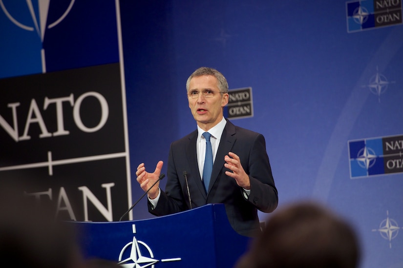 NATO Secretary General Jens Stoltenberg addresses reporters at NATO headquarters in Brussels, Feb. 14, 2017. Defense Secretary Jim Mattis and Stoltenberg are slated to attend a meeting of NATO defense ministers Feb. 15-16 in Brussels. NATO photo
