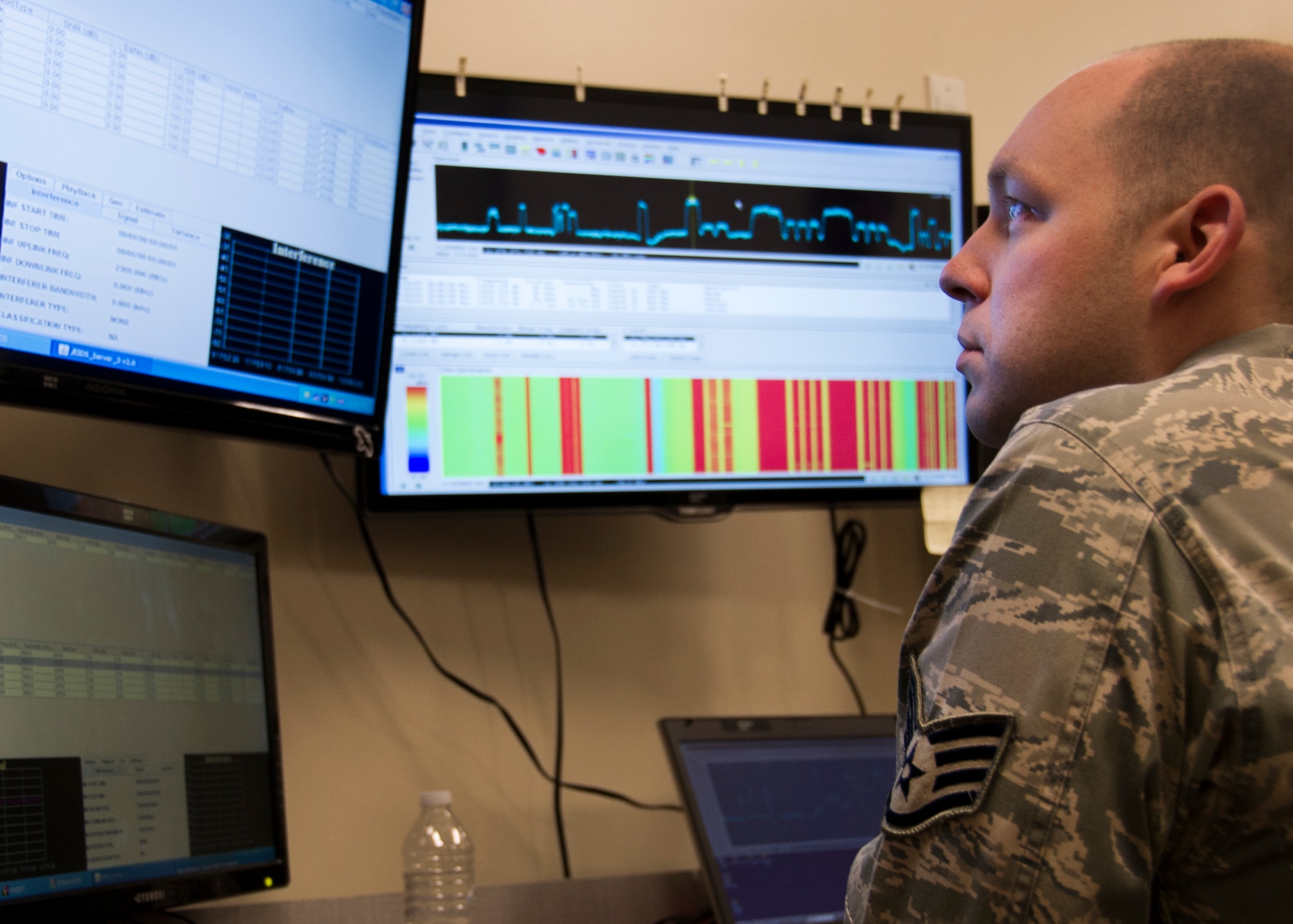 PETERSON AIR FORCE BASE, Colo. -- Staff Sgt. Richard Teller, 380th Space Control Squadron, participates in Red Flag 17-1 on Tuesday, Feb. 7th, 2017. Red Flag gives Airmen the opportunity to train and defeat potential adversary attacks against U.S. forces and allows them to refine and confirm defensive space control tactics. (U.S. Air Force photo/Senior Airman Laura Turner)