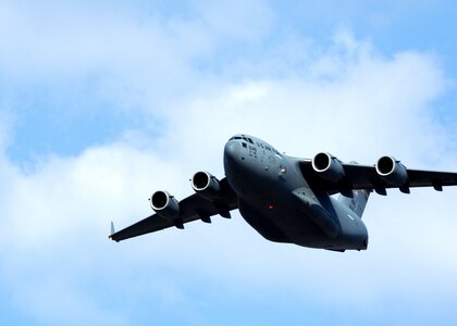 In this file photo, a Pacific Air Forces C-17 Globemaster III performs a fly over during its aerial demonstration at Aero India Feb. 20, 2015 at Air Force Station Yelahanka, Bangaluru, India. Aero India is India's premier aerospace exhibition and airshow and allows the United States to demonstrate its commitment to the security of the Indo-Asia-Pacific region and showcase defense aircraft and equipment, which ultimately contributes toward better regional cooperation and tactical compatibility with other countries. This year marks the 10th iteration of Aero India since its inception in 1996.