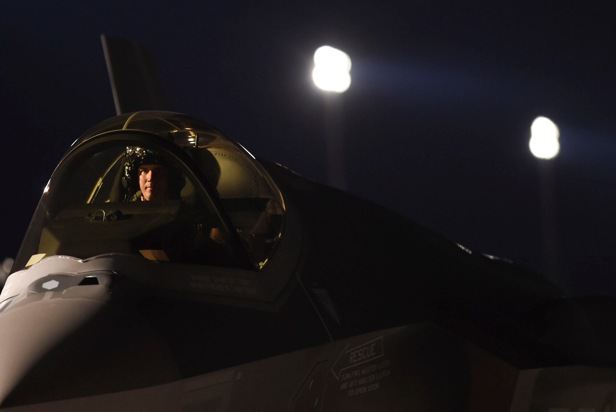 An F-35A Lightning II pilot from the 388th Fighter Wing, Hill Air Force Base, Utah, prepares to take-off from Nellis Air Force Base, Nev., Jan. 24, 2017, during Red Flag 17-1. While deployed to Red Flag, the F-35 will train with fourth- and fifth-generation platforms, and provide offensive and defensive counter air, suppression of enemy air defenses. (U.S. Air Force photo by Staff Sgt. Natasha Stannard)