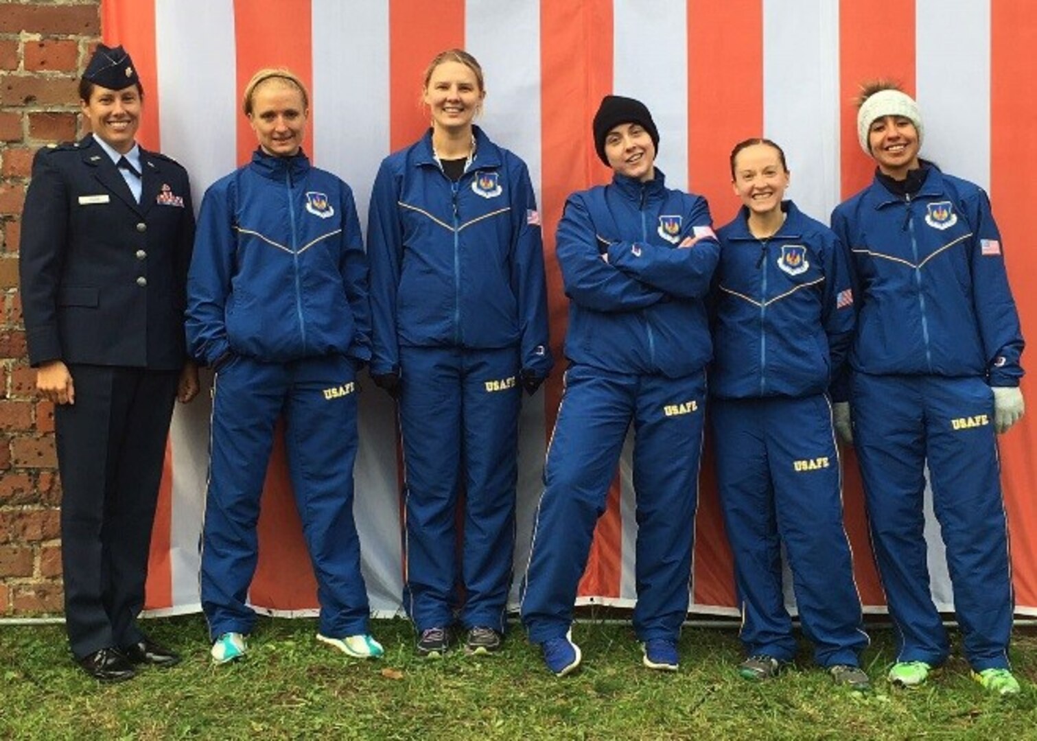 The U.S. Air Force women’s cross-country team poses for a photo Oct. 27th, 2016, at the NATO Headquarters Allied Air Command Inter-Nation Cross-Country Championships in Malbork, Poland. The women’s cross-country team finished in second place, however, the U.S. took first place in the overall competition of tennis, volleyball, cross-country and swimming. (Courtesy photo)