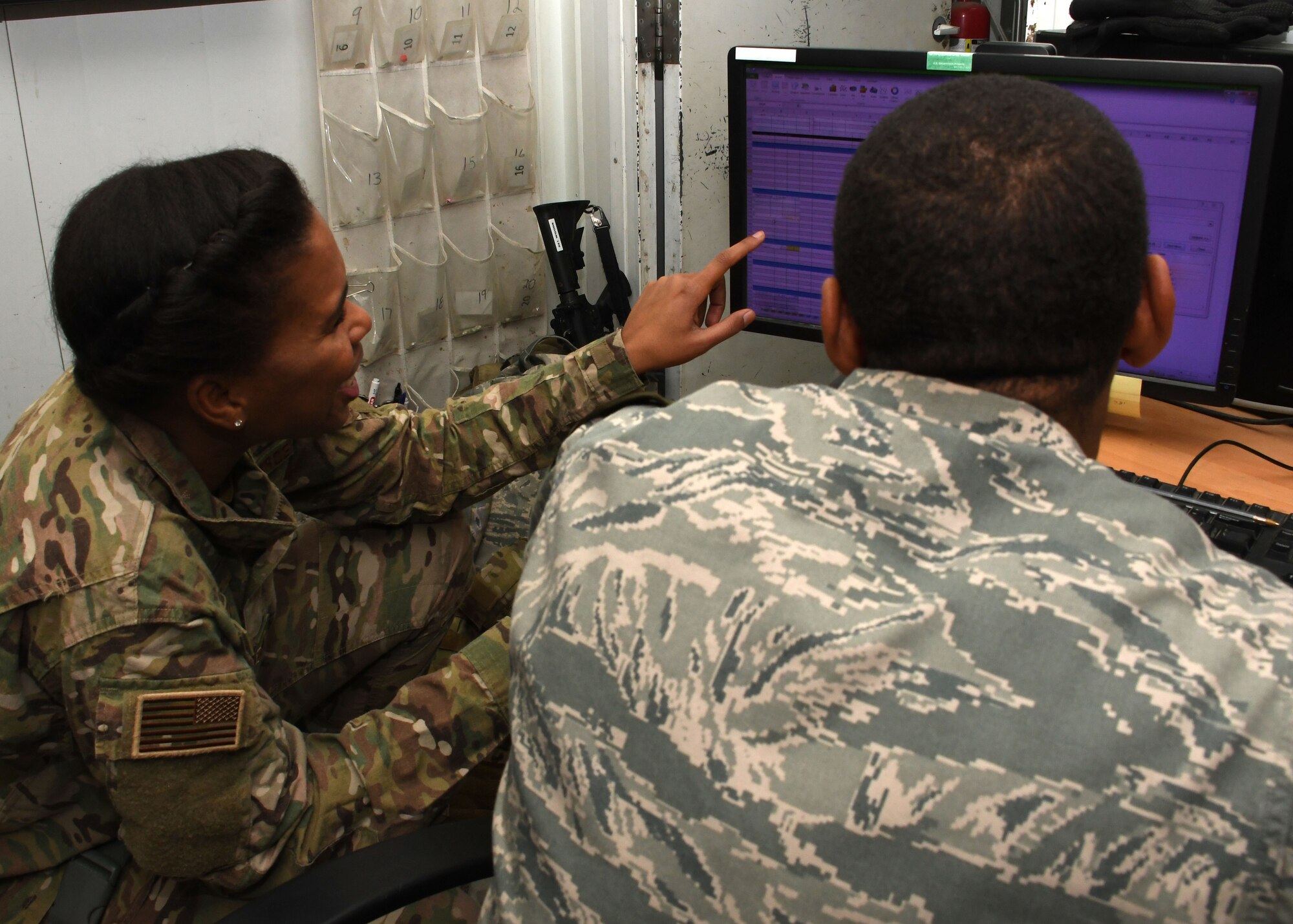 This week's Rock Solid Warrior is Staff Sgt. Joia Woods, a 386th Expeditionary Security Forces Squadron NCO in charge at the personnel entry control point, deployed from Dobbins Air Reserve Base, Ga. (U.S. Air Force photo/Senior Airman Andrew Park)