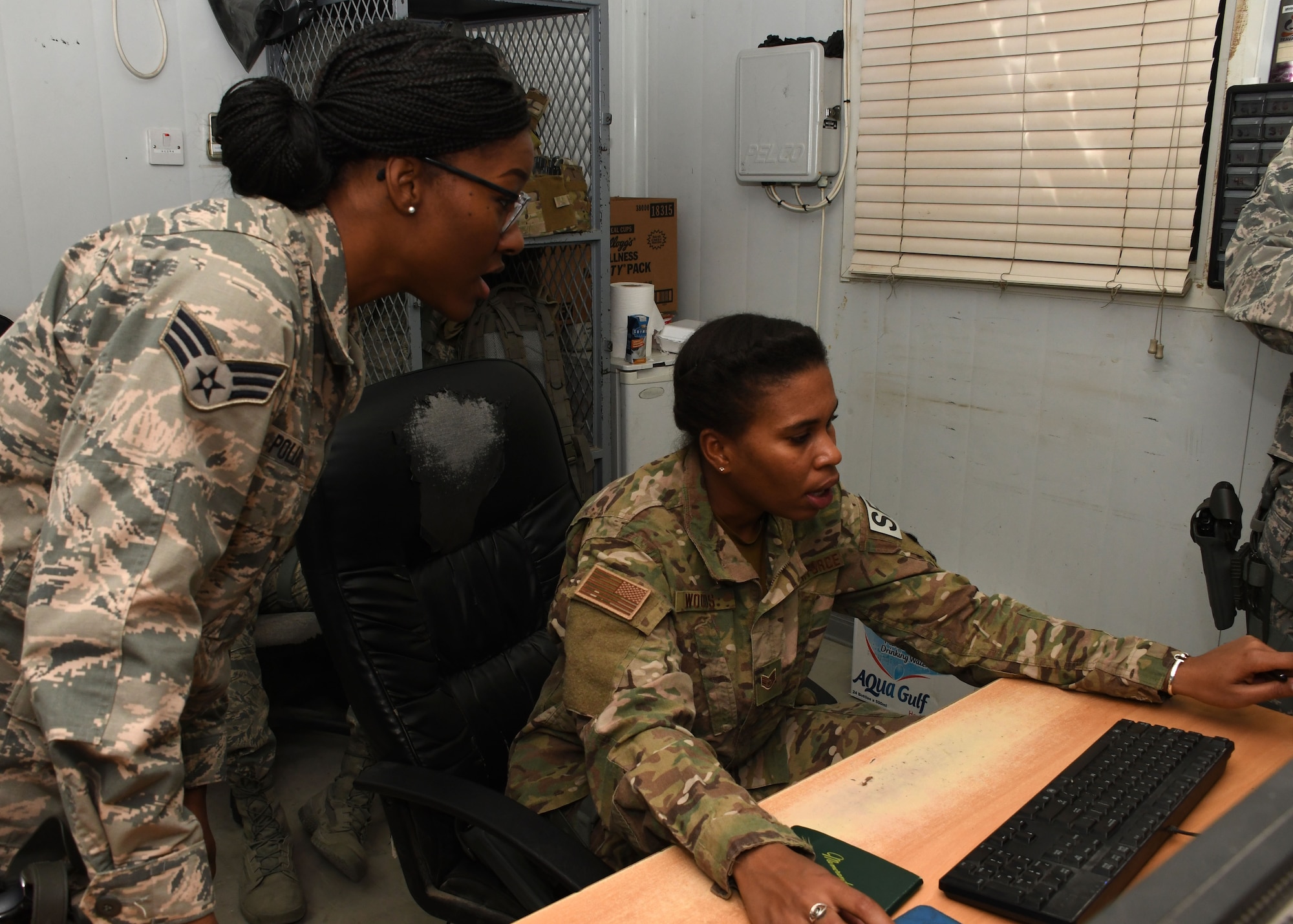 This week's Rock Solid Warrior is Staff Sgt. Joia Woods, a 386th Expeditionary Security Forces Squadron NCO in charge at the personnel entry control point, deployed from Dobbins Air Reserve Base, Ga. (U.S. Air Force photo/Senior Airman Andrew Park)