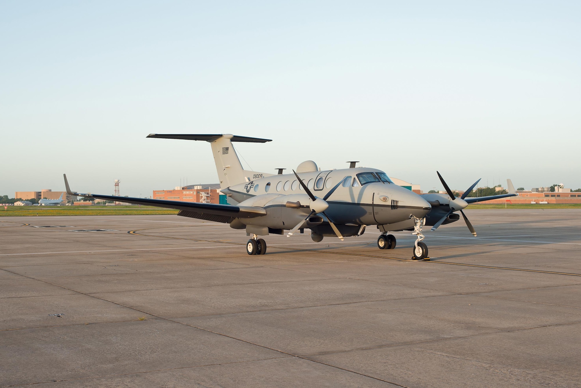 The first of 13 MC-12W aircraft was delivered to the 137th Air Refueling Wing, Will Rogers Air National Guard Base, Oklahoma City, July 10, 2015. The arrival of the MC-12W marks the return of flying operations to WRANGB for the first time since 2007. (U.S. Air National Guard photo by Master Sgt. Andrew LaMoreaux)