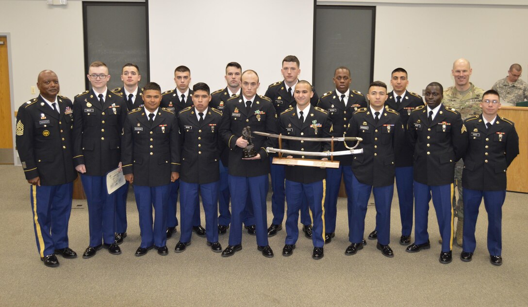 Participants in the 4th ESC Best Warrior Competition stand together at the complettion of the award ceremony.  Army Spc. Justin Rafferty from the 910th Quartermaster Company in Ardmore, Oklahoma and Sgt. Carlos Garcia from the 90th Special Troops Battalion, Little Rock, Arkansas, took the top honors.  The 4th ESC held its 2017 Best Warrior Competition at Camp Parks, AR, Feb. 3-5, 2017.  (U.S. Army Reserve photo by Army Master Sgt. Dave Thompson)