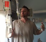 Robert Brandt at the hospital, receiving chemotherapy.