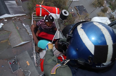 20th Anniversary of CG Response to Hurricane KATRINA:
USCG saved over 33,500 lives using helicopters and vessels in Search and Rescue Operations, after the hurricane's landfall on 29 August.