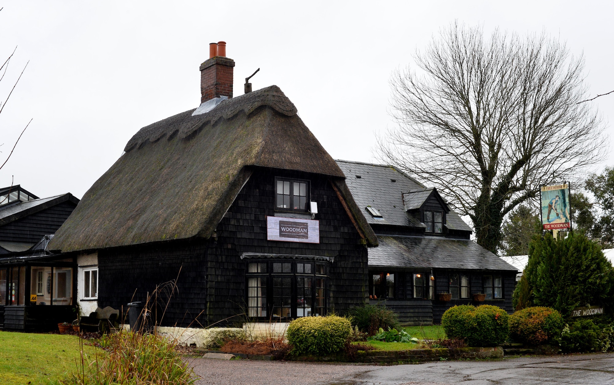 The Woodman Inn, located in the English village of Nuthampstead, has memorials dedicated to the 398th Bombardment Group and the 55th Fighter Group. Veterans of these two groups have hosted reunions at the Wooodman, a nearly 400-year-old pub that was within the post’s boundaries during World War II. (U.S. Air Force photo by Josh Plueger)