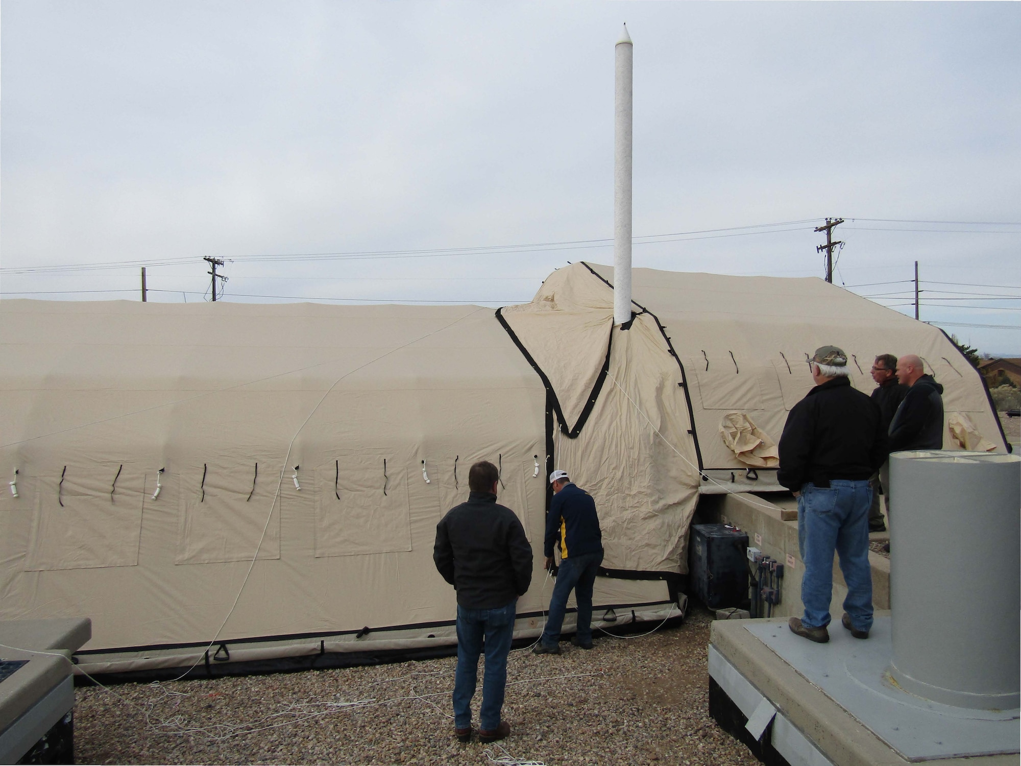 Inflatable shelter covering Launch Facility during proof of concept demonstration at Space & Missile Integration Complex facility located at Hill Air Force Base, Utah, Nov. 17, 2016. (U.S. Air Force photo)