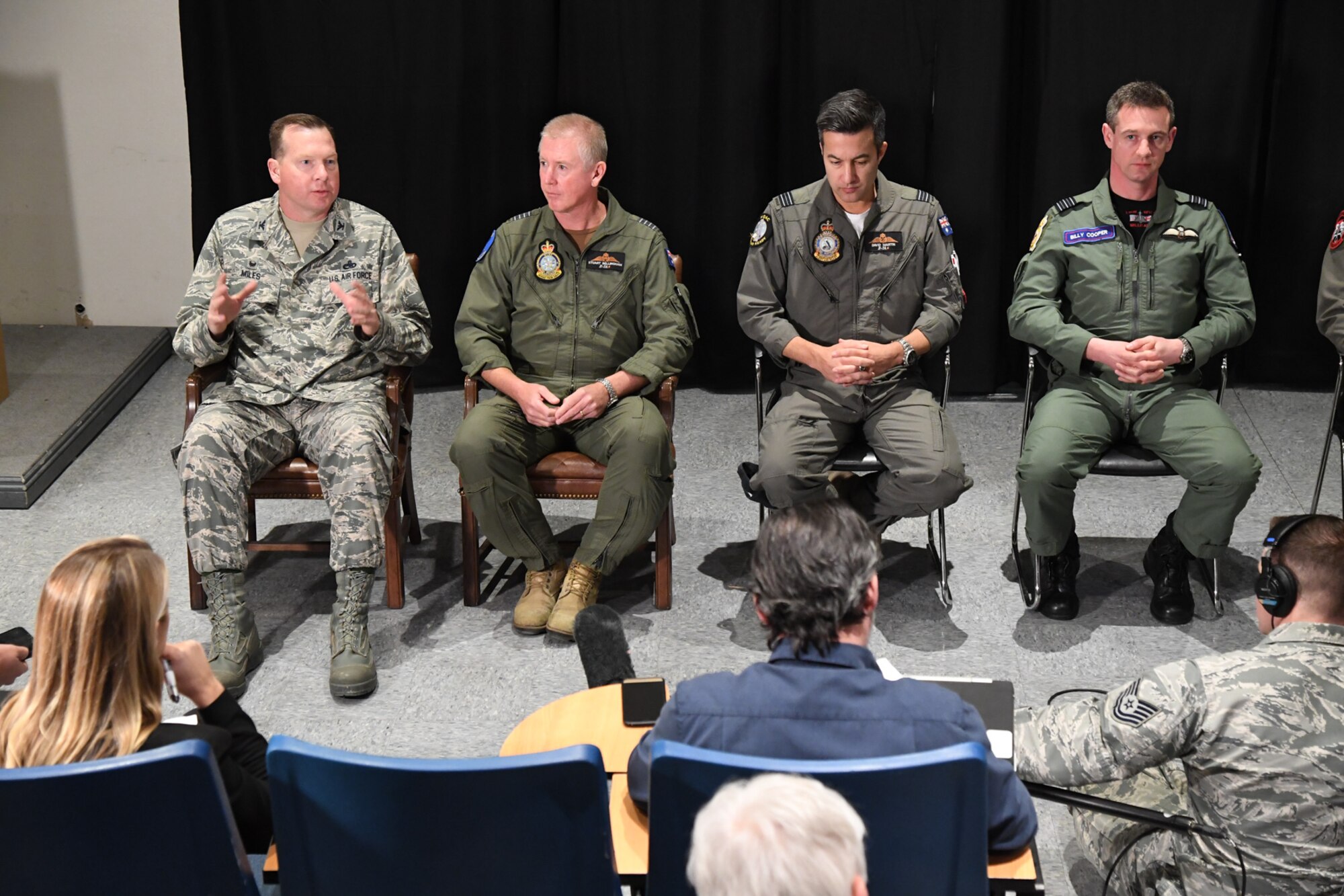 Col. Michael Miles, 388th Maintenance Group commander, Hill Air Force Base, Utah, answers questions Feb. 2, 2017, during a Red Flag 17-1 press conference at Nellis Air Force Base, Nevada. (U.S. Air Force photo by R. Nial Bradshaw)