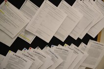 Details for open job positions hang from an employment board, Feb. 14, 2017, at Malmstrom Air Force Base, Mont. The employment board is located in the education building and is updated as job openings are received. (U.S. Air Force photo/ Staff Sgt. Delia Marchick)