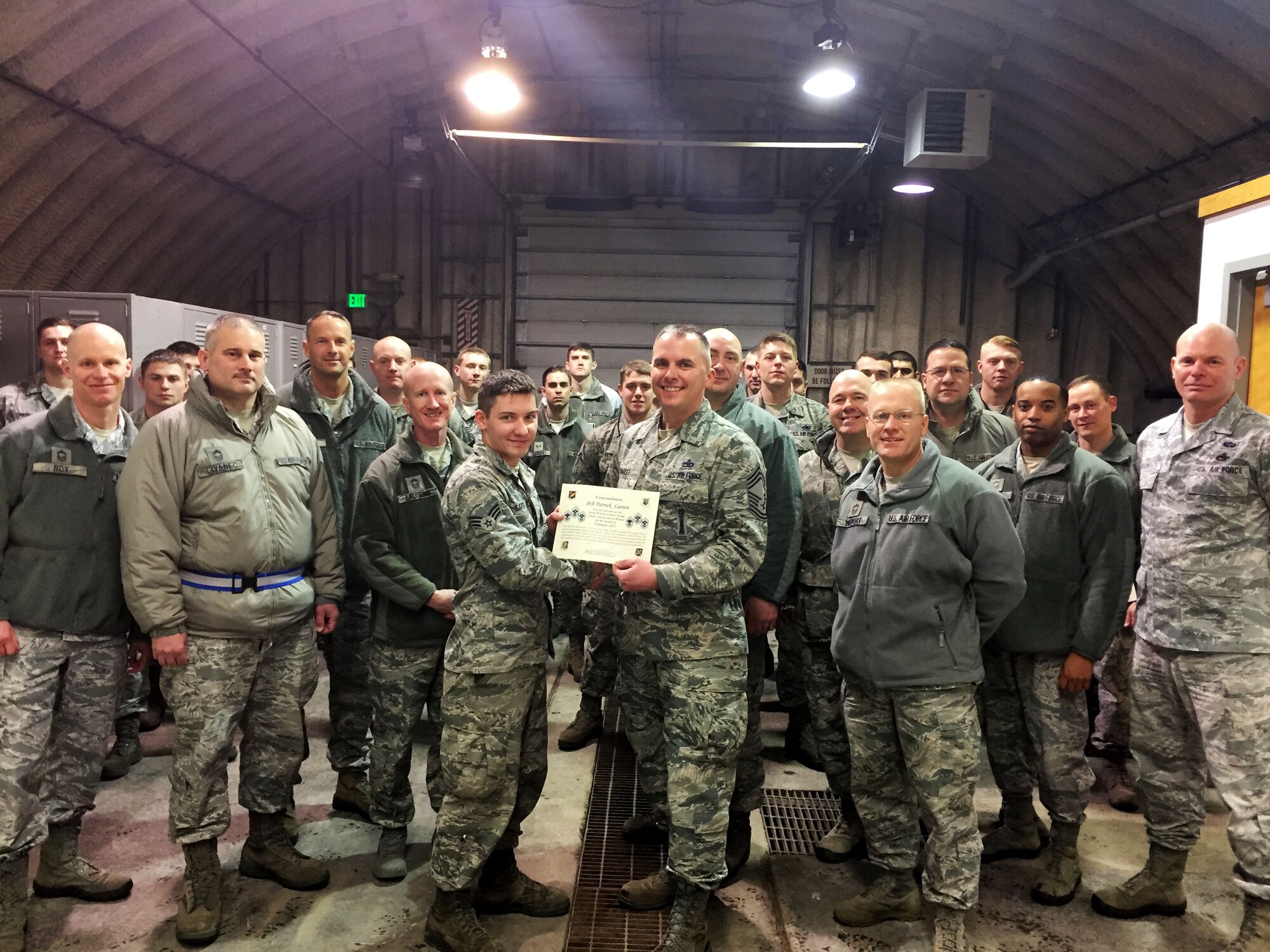 SrA Patrick Larson was selected as the Chiefs' Choice Award winner for the month of February 2016.