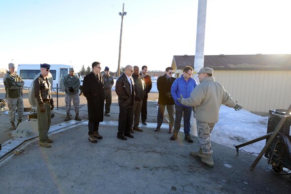 Brig. Gen. Michael Lutton, Principal Assistant Deputy Administrator for Military Application, National Nuclear Security Administration, receives a tour of U-01 missile trainer at Minot Air Force Base, N.D., Feb. 13, 2017.  During Lutton’s tour, he was briefed on the 5th Bomb Wing and 91st Missile Wing’s capabilities. (U.S. Air Force photo by Senior Airman Kristoffer Kaubisch)