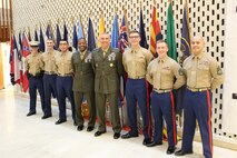 Lt. Gen. John E. Wissler, commander, U.S. Marine Corps Forces Command and Sgt. Maj. Christopher Robinson, sergeant major, U.S. Marine Corps Forces Command, met with Marines from Marine Corps Embassy Security Group detachment, Norway on Monday, 13 February in Oslo, Norway.
