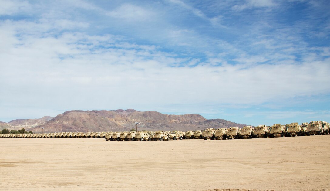 Among the many places visited by Lt. Gen. Busch was the lot containing the Mine Resistant Ambush Protected All-Terrain Vehicles, or M-ATV, currently being repaired, refurbished and up-armored at Production Plant Barstow, Marine Depot Maintenance Command, for both the Marine Corps and Air Force.