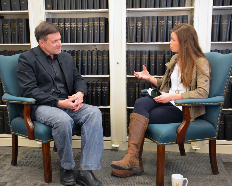 ST. PAUL, Minn. – Kenton Spading, left, and Vanessa Hamer talk during the creation of the St. Paul District’s first REDChampions interview at the St. Paul District, Feb. 17. 