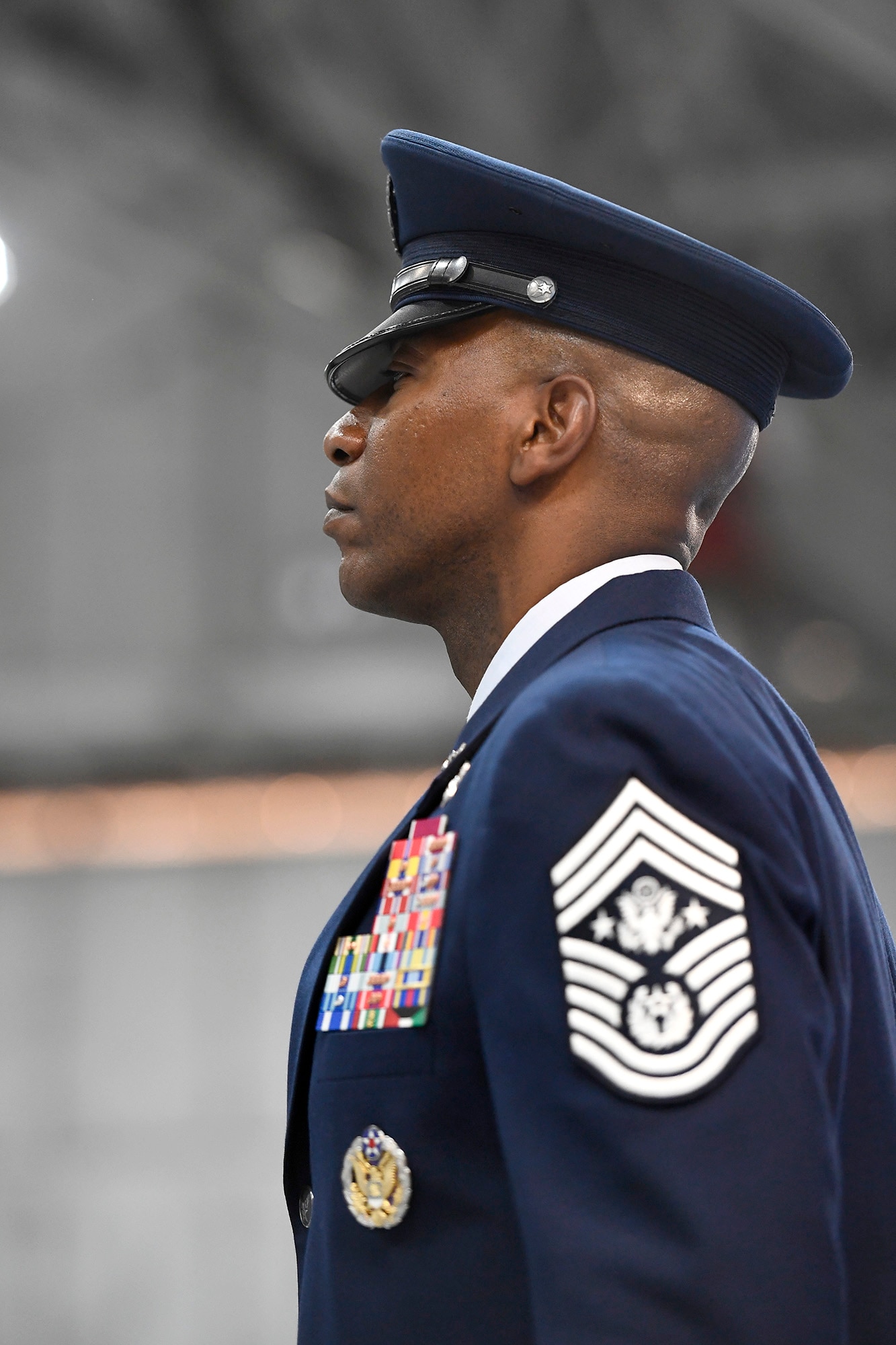 Chief Master Sgt. of the Air Force Kaleth O. Wright faces the audience during his appointment ceremony on Joint Base Andrews, Md., Feb. 17, 2017. Wright succeeds Chief Master Sgt. of the Air Force James A. Cody, who retires after 32 years of service, and he is the 18th Airman to hold this position. (U.S. Air Force photo/Scott M. Ash)