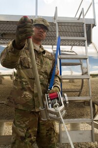 Army Reserve Cpl. Michael Diffoot, who is assigned to the 329th Chemical, Biological, Radiological, and Nuclear (CBRN) Company (Reconnaissance and Surveillance) uses a common firefighter tool called a “come along” to move a large metal structure during training with the Miami-Dade Fire Rescue Department (MDFR) at the training facility in Doral, Fla., on Feb. 17, 2017. The Come Along is a hand-operated tool used for dragging or lifting heavy objects. Diffoot is a CBRN specialist from Orlando, Fla., The 329th CBRN Company, from Orlando, the Army Reserve’s 469th Ground Ambulance Company, from Wichita, Kan., and the Florida National Guard’s Civil Support Team, spent the day training with MDFR firefighters and learned about tools Soldiers could use if called up to support hazardous material operations in Port of Miami and Dade County. (Army Reserve photo by Master Sgt. Mark Bell / Released)