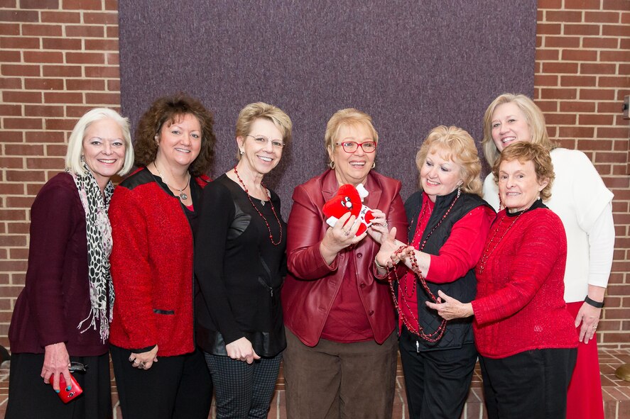 AEDC Woman’s Club members pause for a photo during the Valentine celebration at the AEDCWC meeting Feb. 2 at the Arnold Lakeside Center. Pictured left to right are Suzette McCrorey, Liz Jolliffe, Gail Klingelhoets, Sandie Simms, Sande Hayes, Barb McGuire and Kate Canady. (Courtesy photo)