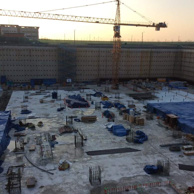 An overview of the construction progress on the United States Forces Korea Operations building set to be completed in 2020.