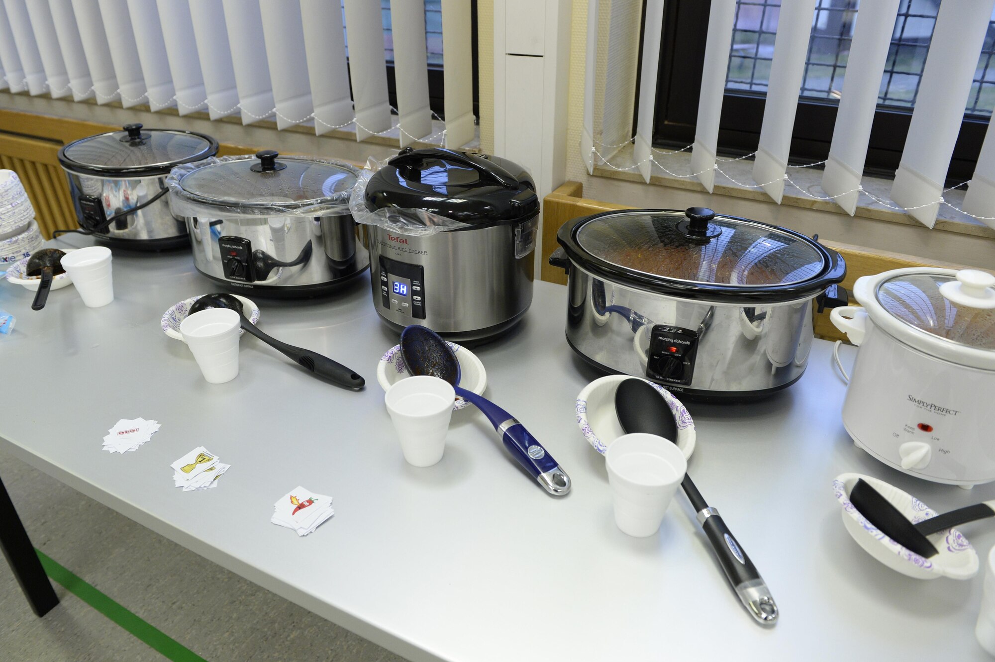 The Spangdahlem First Sergeants Association sponsored a chili cook-off for deployed family night at Spangdahlem Air Base, Germany, Feb. 16, 2017. The Airman and Family Readiness Center holds a deployed family night monthly and different agencies and squadrons take turns sponsoring. (U.S. Air Force photo by Tech. Sgt. Staci Miller)