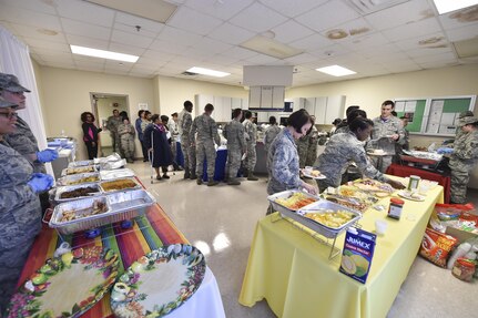 Members of team Charleston sampled various food dishes during Diversity Day at the JB Charleston Education Center Feb. 17, 2017, at Joint Base Charleston, South Carolina. The JB Charleston Multicultural Committee hosted Diversity Day to bring awareness to cultural differences within the Air Force.