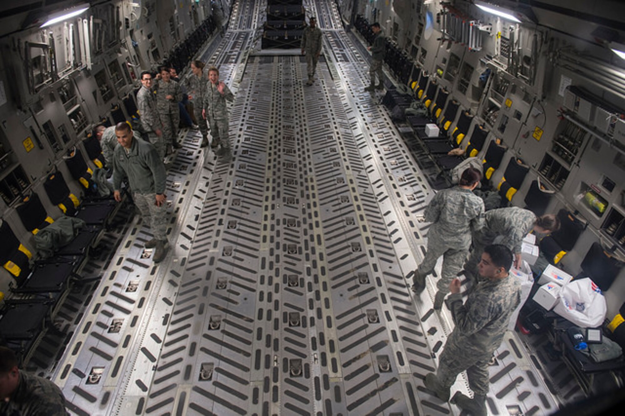 Airmen from Joint Base McGuire-Dix-Lakehurst, N.J. take part in a local orientation flight on Feb. 16. LOFT is a quarterly program that takes supporting agencies Airmen on a flight to thank them for their support. 