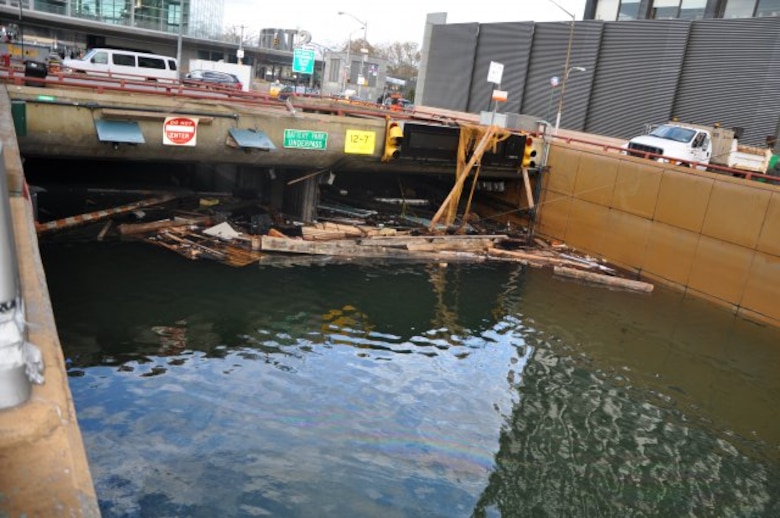 Storm surge in downtown New York City in the aftermath of Hurricane Sandy. 