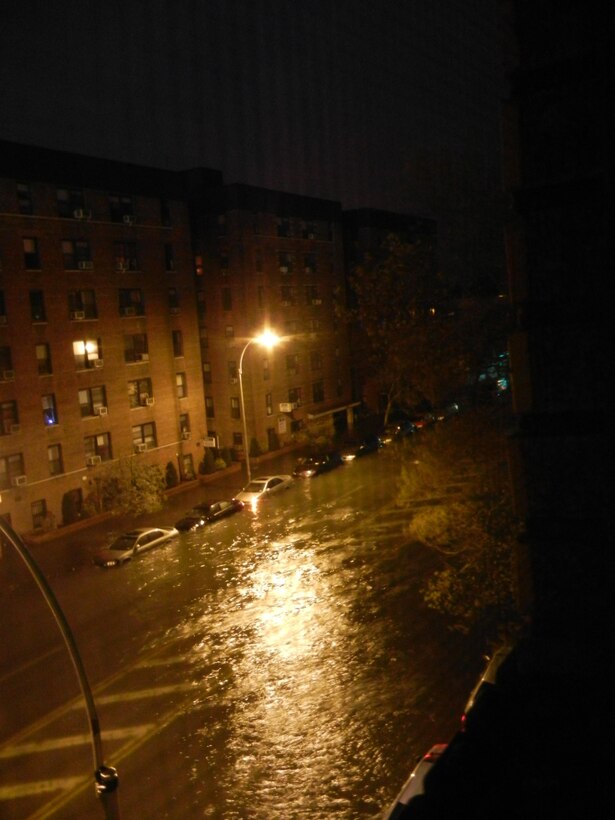 Storm surge in Sheepshead Bay, Brooklyn, NY during Hurricane Sandy. 