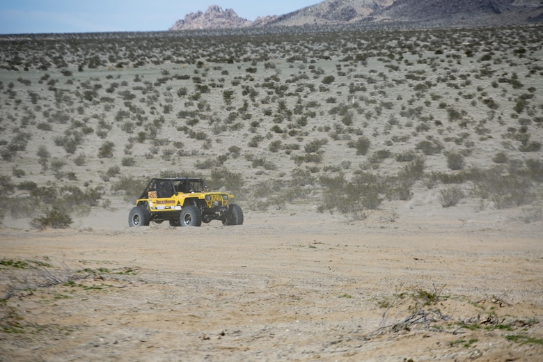 Gunnery Sgt. Adam Arsenault, a mission planning instructor at Expeditionary Warfare Training Group Pacific, currently stationed at Naval Air Station Coronado, and Marine Corps CWO 3 Spencer Morris, a counter intelligence officer, currently stationed at the Pentagon, operate car 4503 during the King of the Hammers race in Johnson Valley, Calif., Feb. 9, 2017. The race is held at the shared use area in Johnson Valley and extends into the northern border of Marine Corps Air Ground Combat Center Twentynine Palms, Calif. ( Official Marine Corps Photo by Cpl. Julio McGraw/Released)