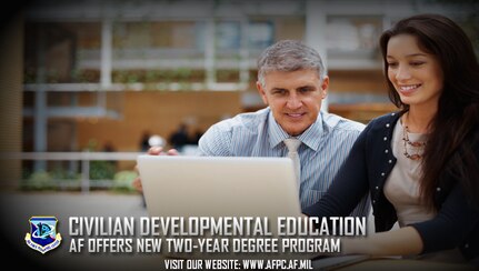 The Air Force is expanding development opportunities for the civilian workforce by offering an associate degree at little to no-cost. (U. S. Air Force graphic by Staff Sgt. Alexx Pons)
