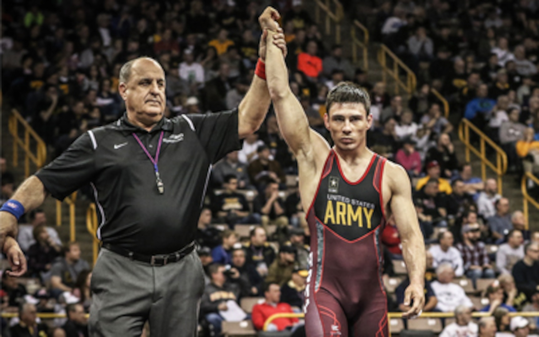 Ildar Hafizov of the U.S. Army, shown at the 2016 U.S. Olympic Team Trials, is one of the stars on the Army roster for the 2017 Armed Forces Championships. Photo by John Sachs, Tech-Fall.com