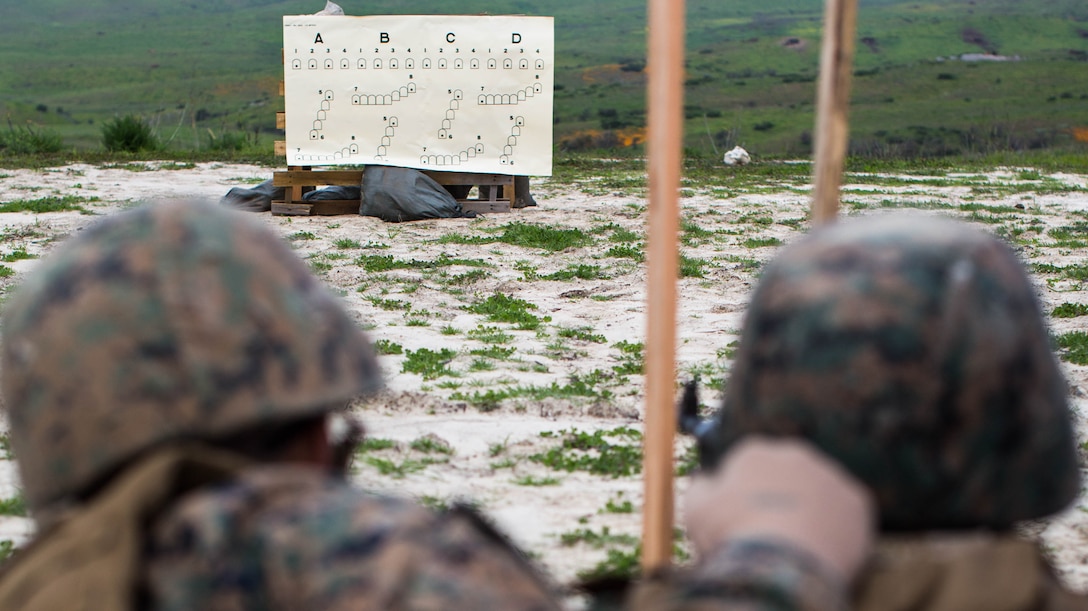 Lance Cpl. Felix Castro, left, assists Lance Cpl. Kerry Muchison, both with 3rd Low Altitude Air Defense Battalion, Marine Air Control Group 38, 3rd Marine Aircraft Wing, with firing an M240B light machine gun during a live-fire training exercise at Marine Corps Base Camp Pendleton, Calif., Feb. 14, 2017. The training was conducted to ensure training and readiness requirements are met and enhance the unit’s proficiency with each weapon system. 